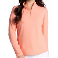 View IBKUL Solid 1/4 Zip Mock Neck Shirt Peach