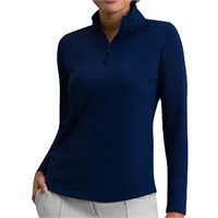 View IBKUL Solid 1/4 Zip Mock Neck Shirt Classic Navy