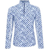 IBKUL Gingham Print 1/4 Zip Mock Neck
