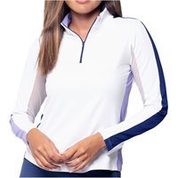 IBKUL Color Block Print 1/4 Zip Mock Neck
