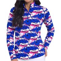 IBKUL Lizzy Print 1/4 Zip Mock Neck