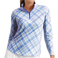 View IBKUL Tony 1/4 Zip Mock Neck Shirt Blue/White