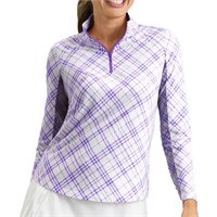 View IBKUL Tony 1/4 Zip Mock Neck Shirt Lavender/White