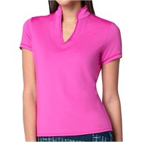 Lucky In Love Pleated Placket Mock Neck