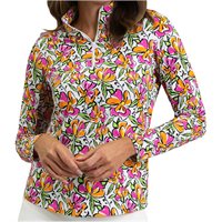 IBKUL Sonia Print 1/4 Zip Mock Neck