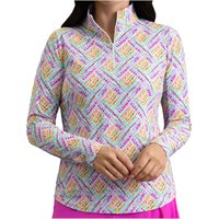 IBKUL Nina Print 1/4 Zip Mock Neck