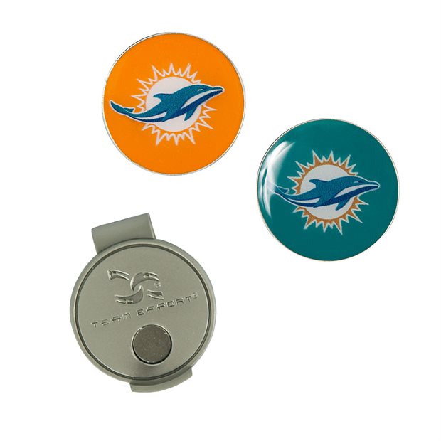 Team Effort NFL Hat Clip and Ball Marker Set - Miami Dolphins