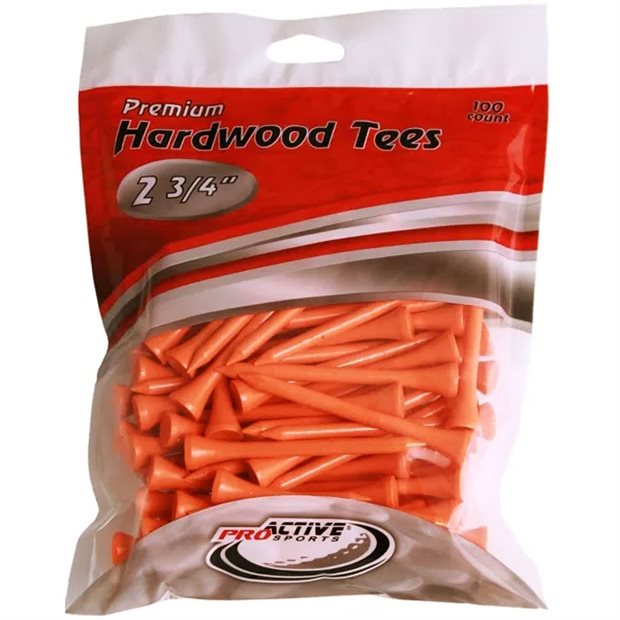 ProActive Sports Hardwood Golf Tees - Orange