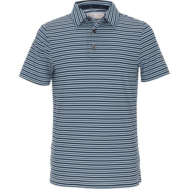 Ben Hogan Youth Print Multicolor Stripe Junior Polo Shirt - Bright White - Size: M