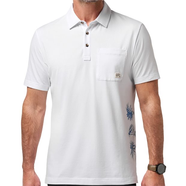 TravisMathew ComfortKnit Deep Sea Polo Shirt - White - Size: S