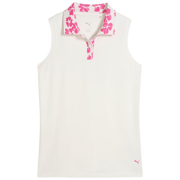 Puma Modalon Floral Rib Ladies Shirt - Warm White/Pink Opal - Size: L