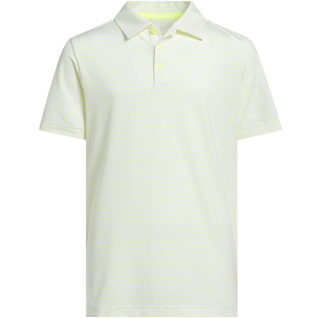 Adidas Youth Climacool Striped Junior Polo Shirt - Lemon/White - Size: L