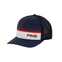 View Ping Red, White and Golf Trucker Golf Hat Navy