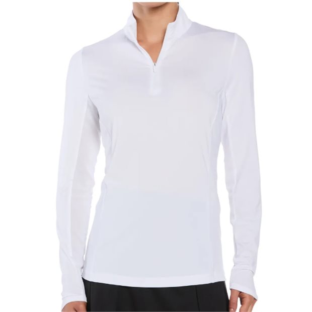Ben Hogan LS Solid Mock Ladies Shirt - Bright White - Size: S