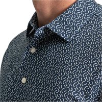 View FootJoy Arc Geo Lisle Shirt Navy/White/Sunshine