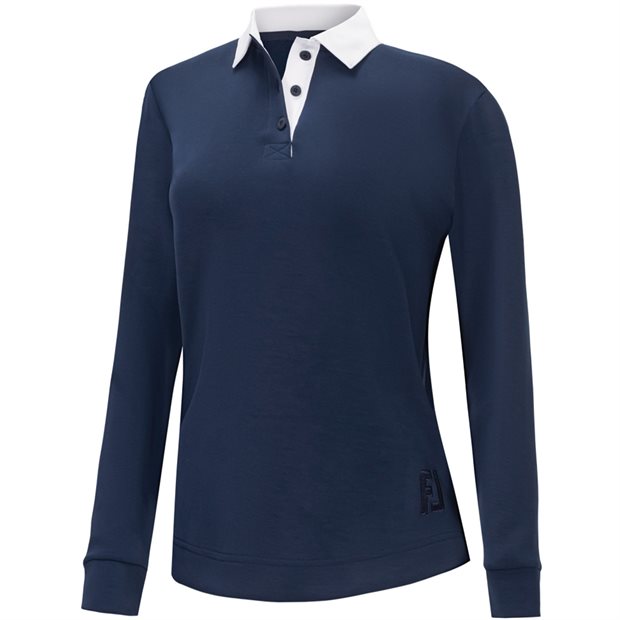 FootJoy Rugby Ladies Long Sleeve Polo Shirt - Navy - Size: M