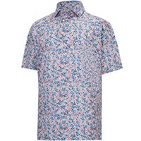 FootJoy Multi Floral Lisle Polo Shirt - Dark Shadow/Peach/Riviera Blue - Size: S