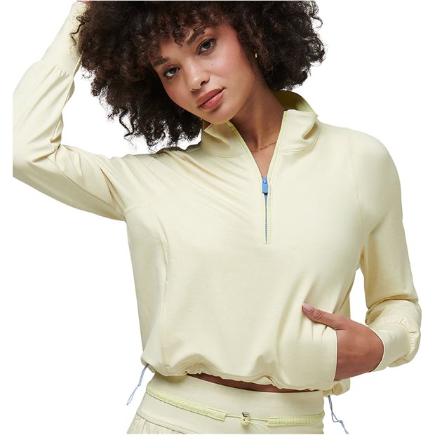 TravisMathew Tulum Weekend Ladies Half-Zip Sweater - Heather Pale Lime Yellow - Size: XXL