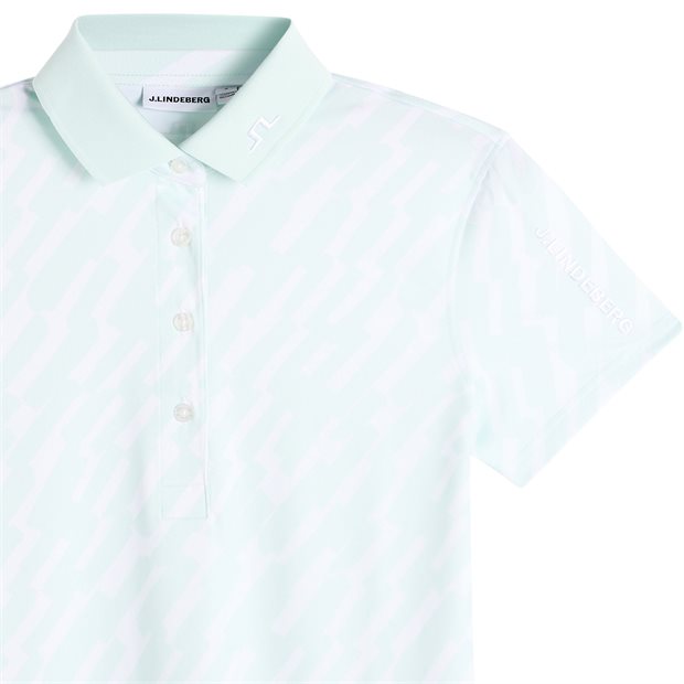 J.Lindeberg Tour Tech Print Ladies Polo Shirt - Oak Skylight M - Size: M