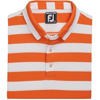 View FootJoy Rugby Stripe Pique Previous Season Apparel Style Shirt Orange/White