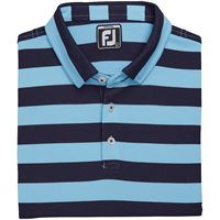 View FootJoy Rugby Stripe Pique Previous Season Apparel Style Shirt Light Blue/Navy