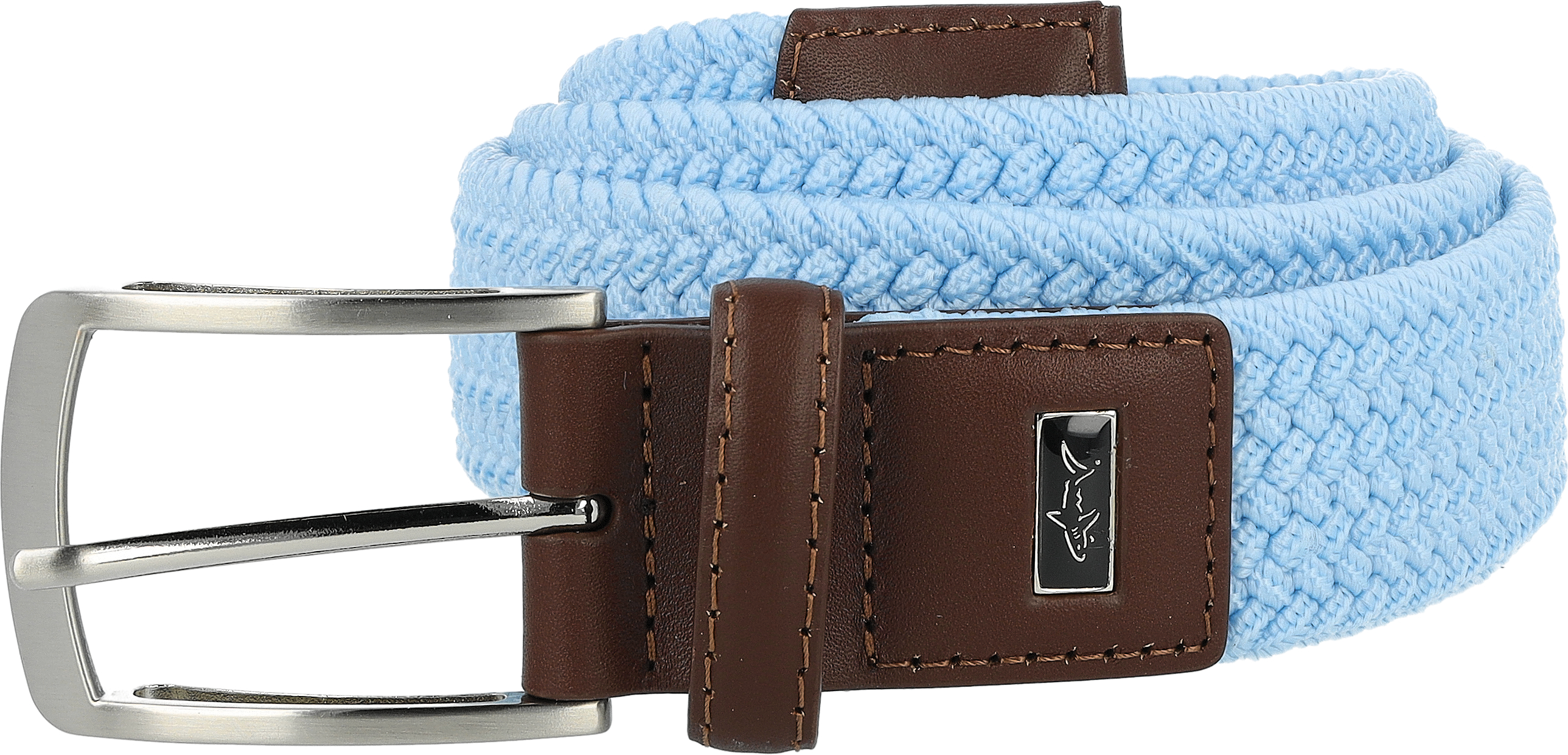 Shark Collection Solid Braided Stretch Blue Shore Belt Men - Picture 2 of 4