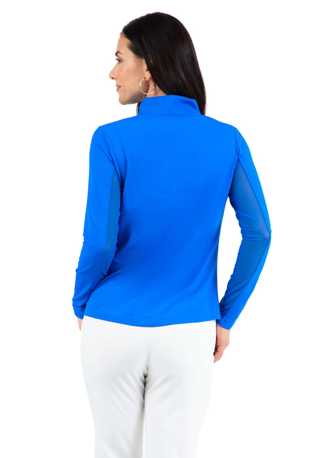 IBKUL Essential LS Zip Mock Blue Shirt Women - Picture 9 of 11