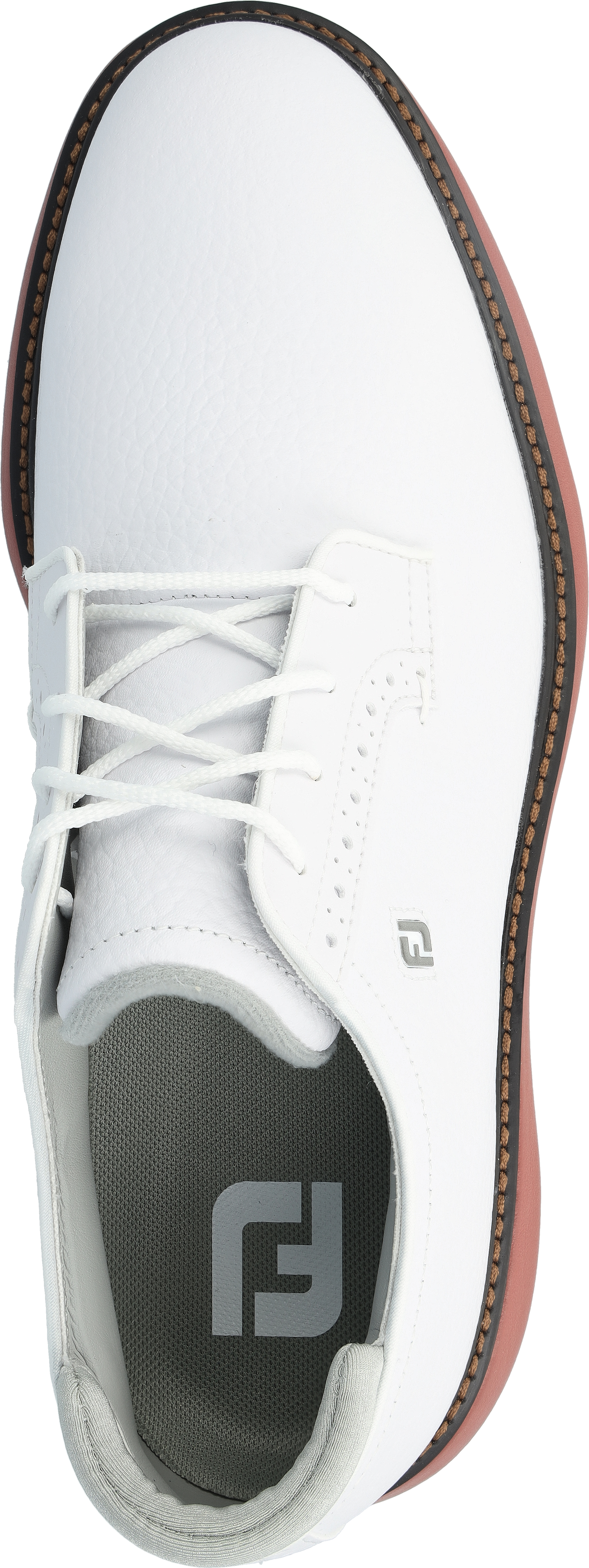 FootJoy Traditions Blucher 57946 White/Brick Men Golf Shoe - Picture 13 of 16