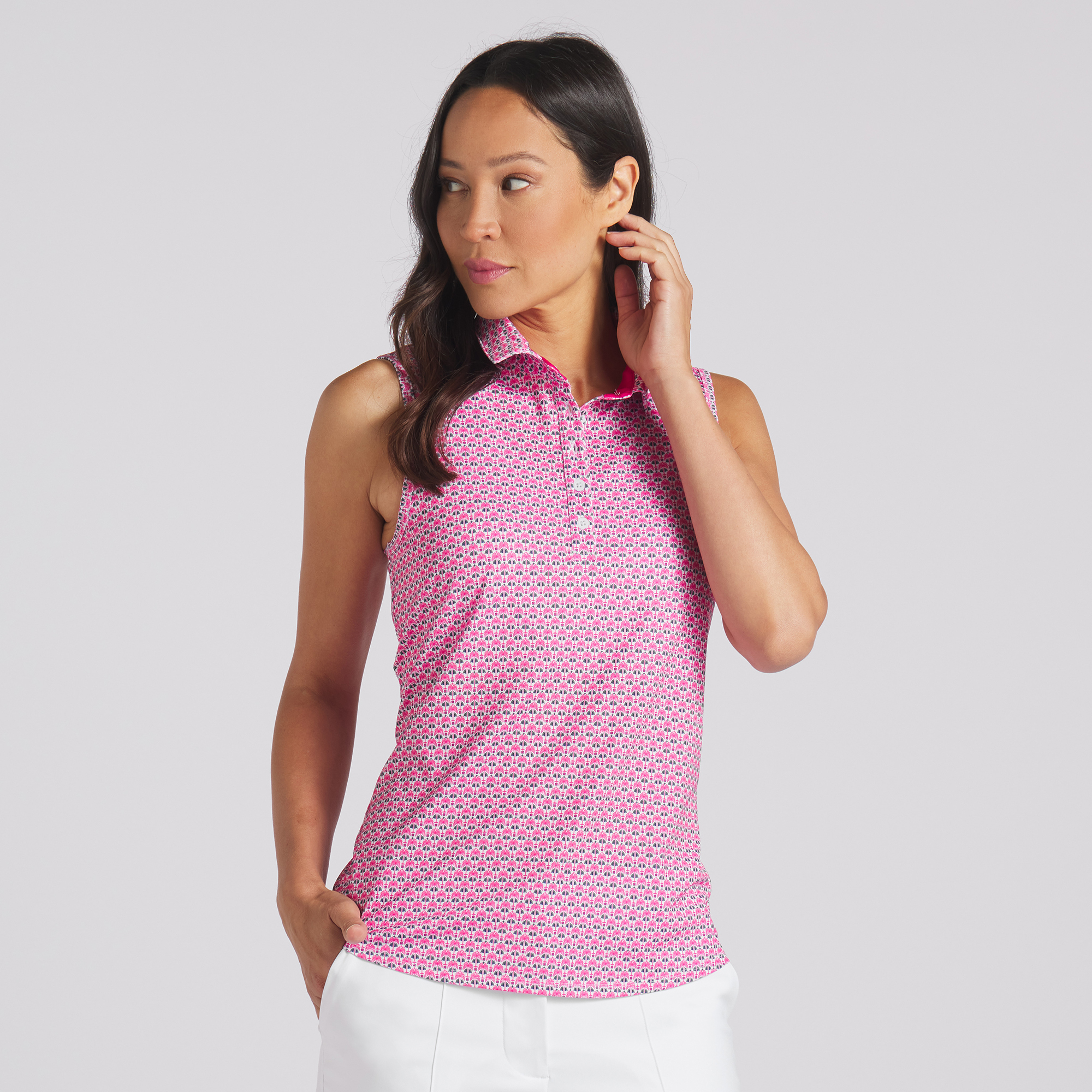 Camisa Puma Mattr Deco Sin Mangas Blanca Brillante/Granate Rosa Mujer L