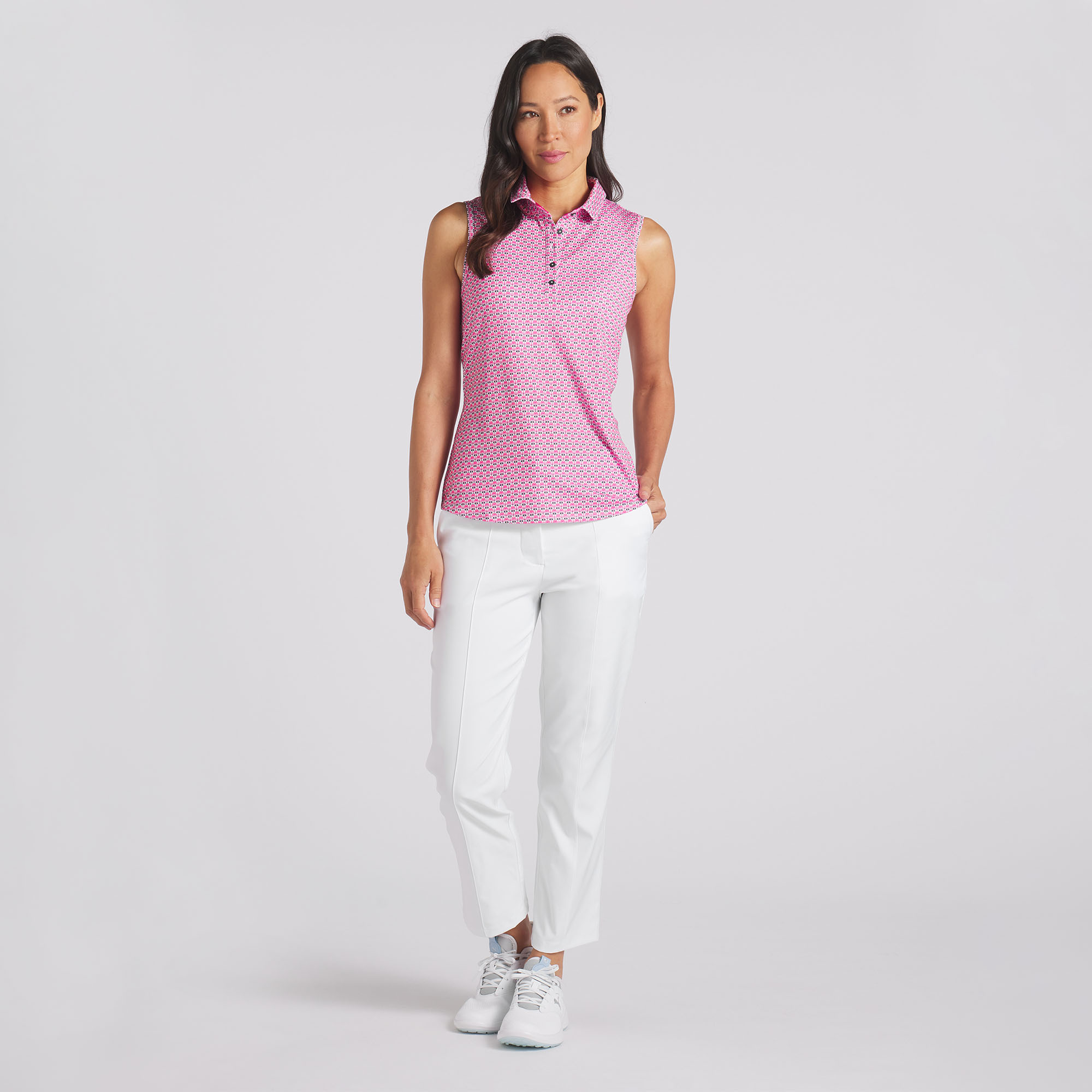 Camisa Puma Mattr Deco Sin Mangas Blanca Brillante/Granate Rosa Mujer L - Imagen 4 de 8