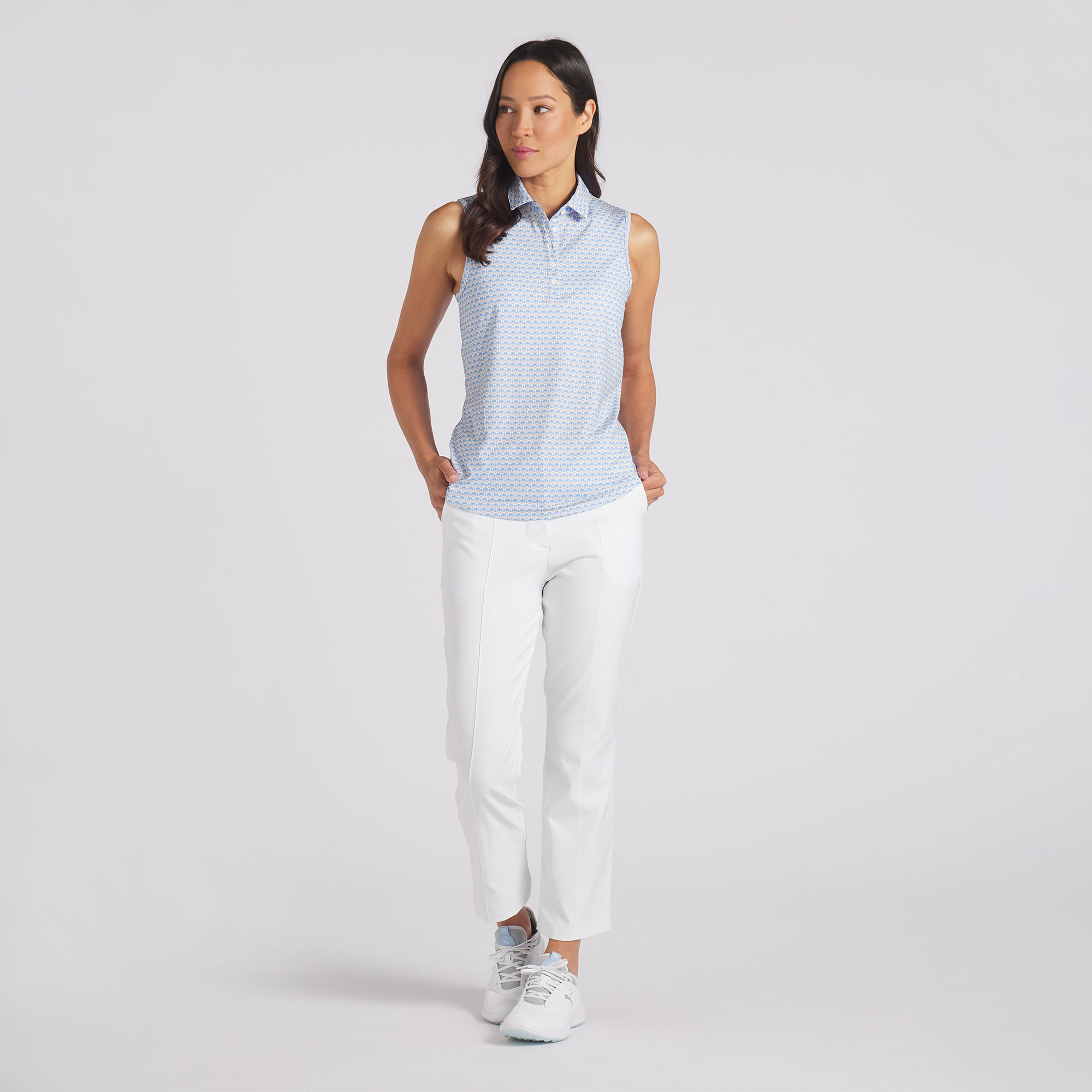 Puma Mattr Deco Sleeveless White Glow/Blue Skies Shirt Women - Picture 32 of 45