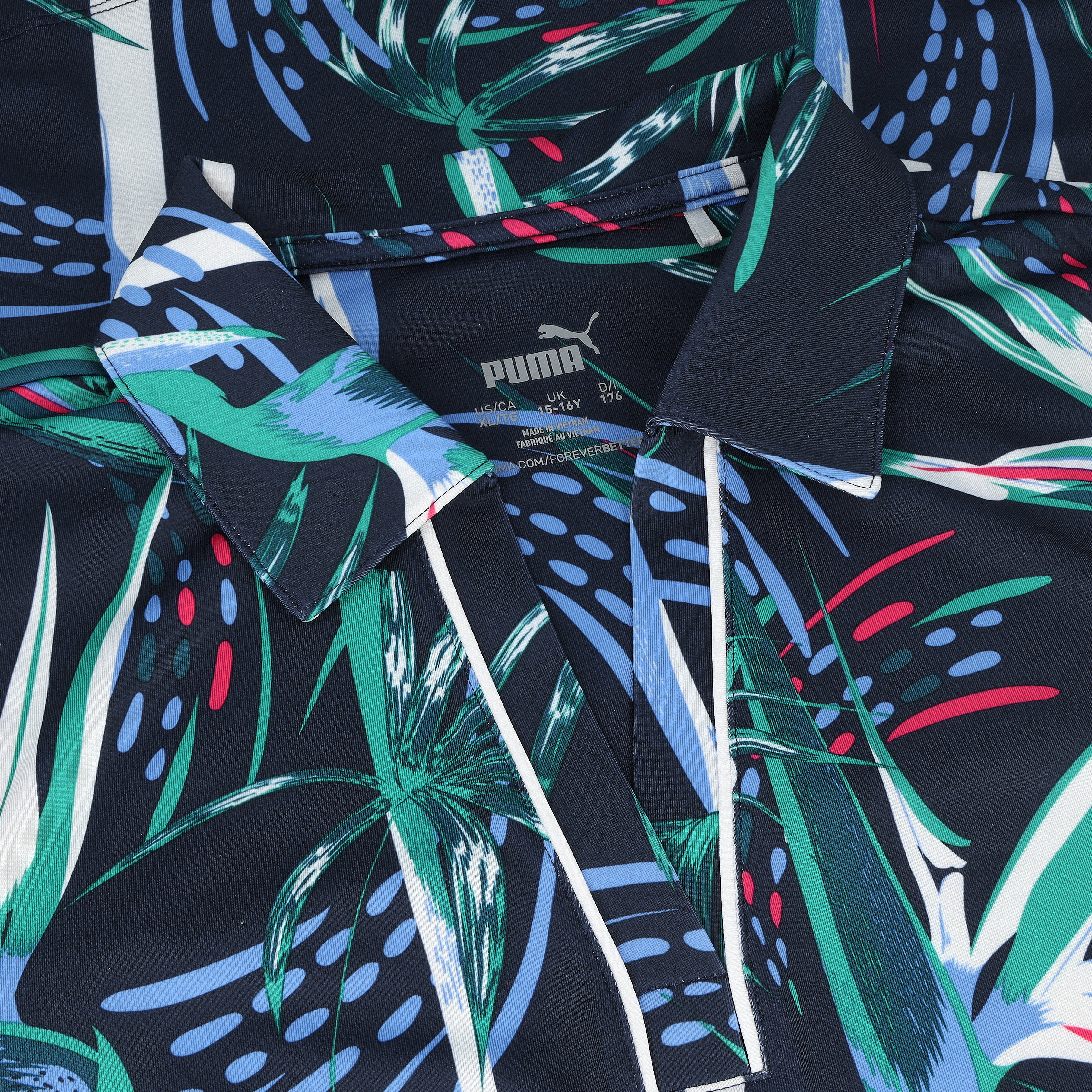 Puma Youth Girls Paradise Sleeveless Deep Navy/White Glow Shirt Junior - Picture 10 of 15