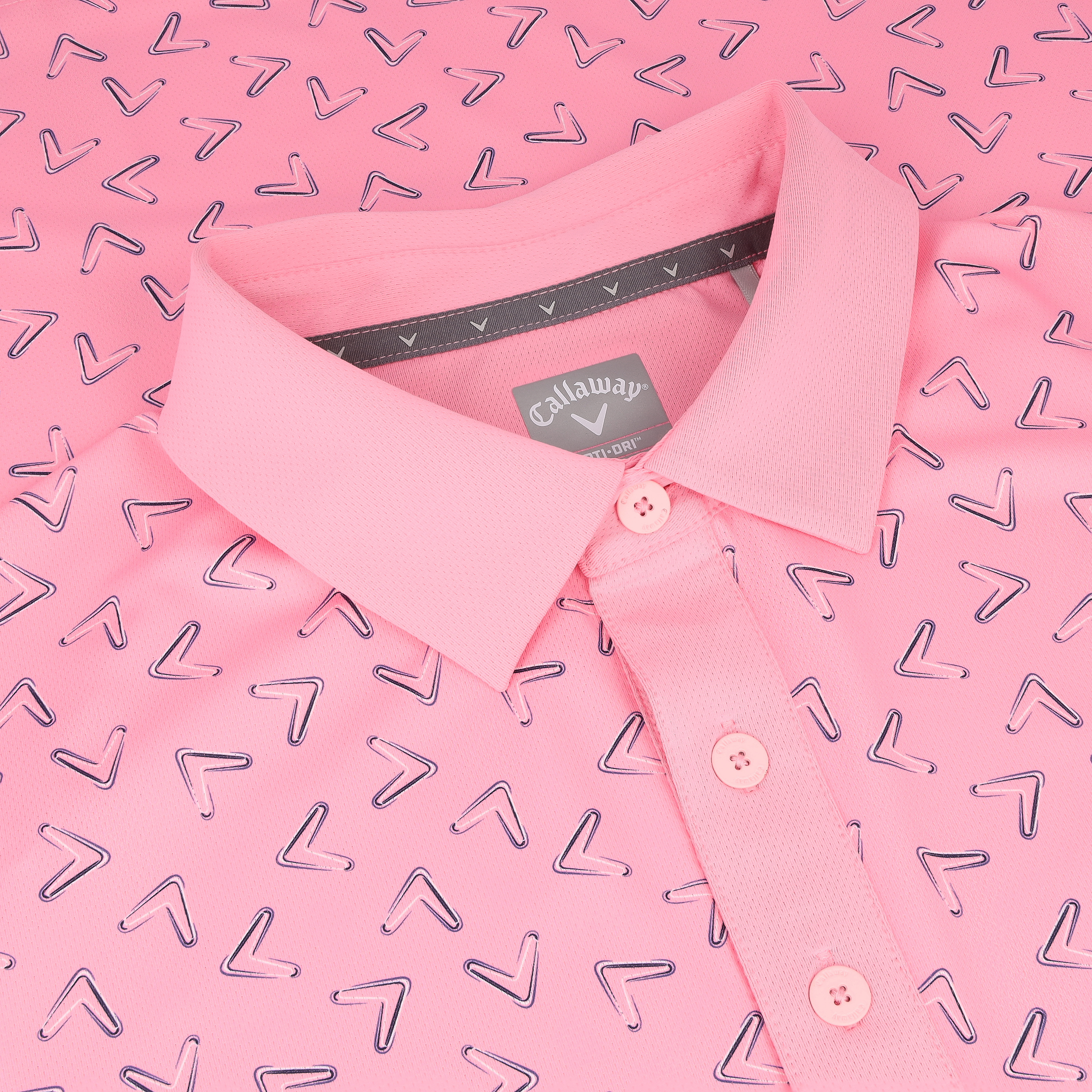 Callaway Painted Chev Trademark Print Candy Pink Shirt Men - Picture 8 of 8