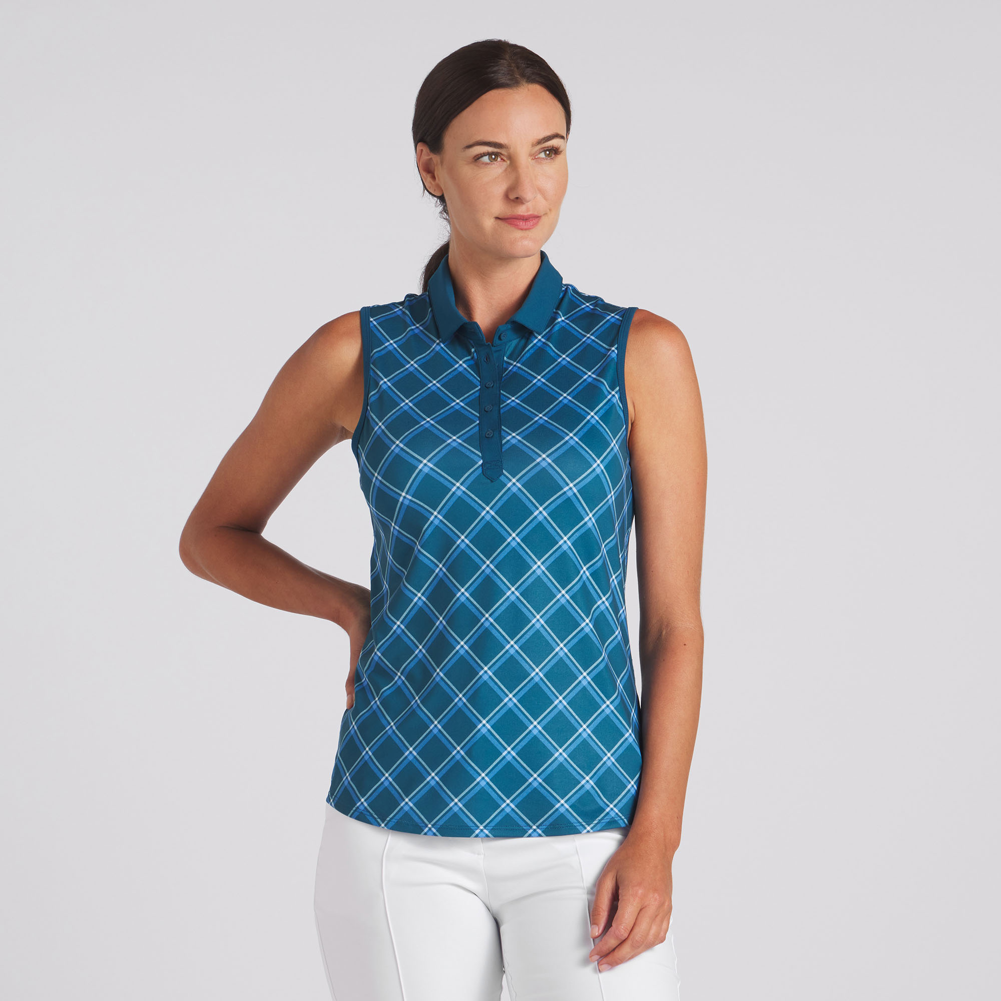 Puma Cloudspun Plaid Sleeveless Ocean Tropic/Blue Skies Shirt Women - Bild 3 von 27
