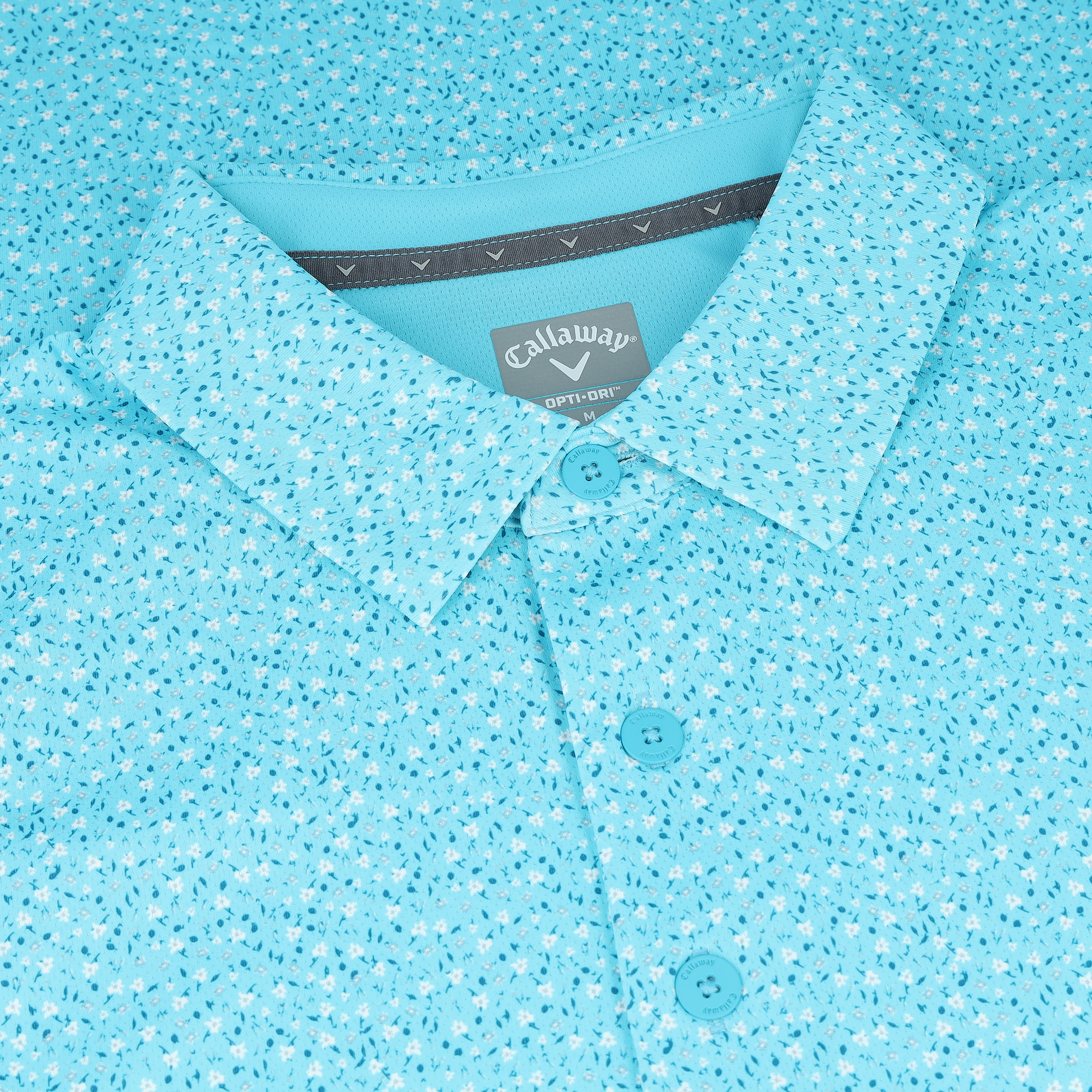 Callaway All Over Micro Floral Print River Blue Shirt Men - Picture 4 of 7