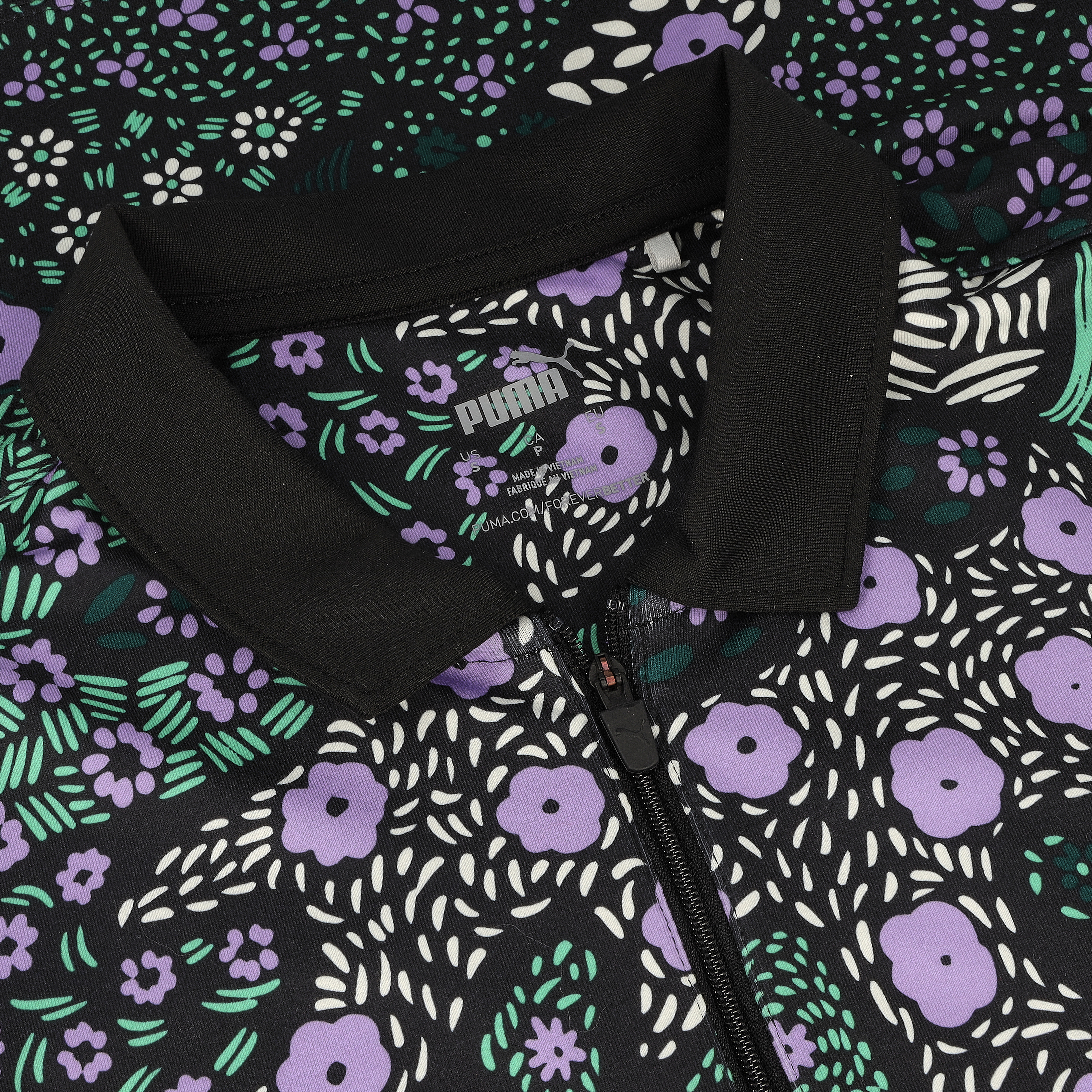 Puma Cloudspun Bloom Camo Sleeveless Puma Black/Dark Myrtle Shirt Women - Picture 10 of 10