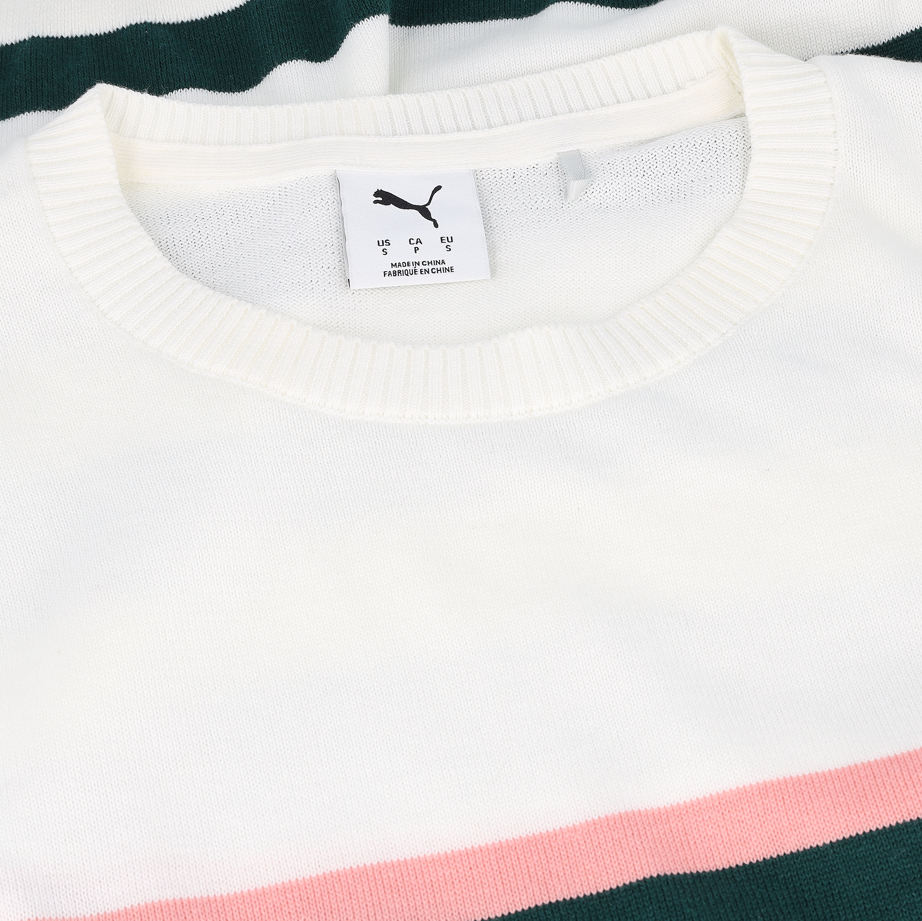 Puma Resort Stripe Warm White/Dark Myrtle Sweater Women - Picture 12 of 12