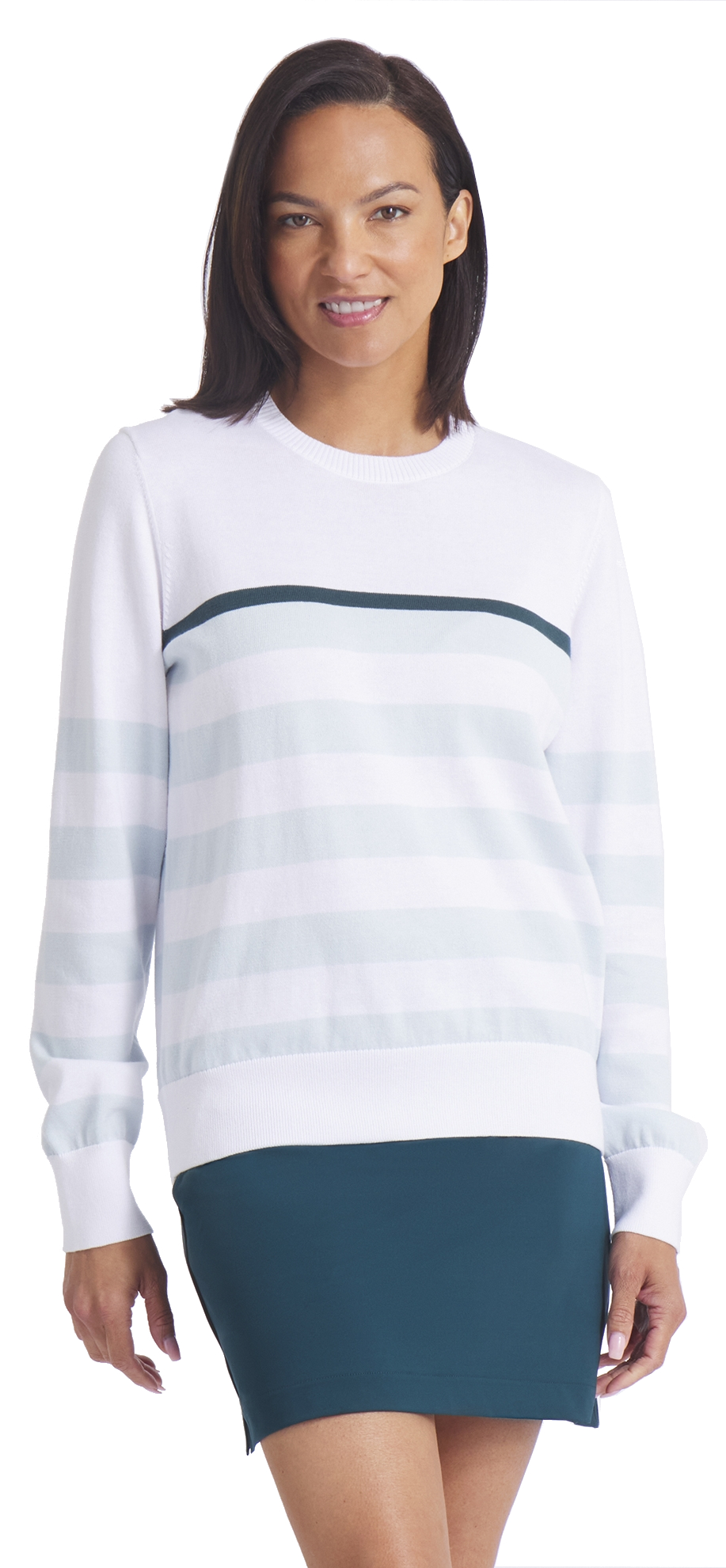 Suéter Puma Resort a rayas de vidrio marino/blanco brillante para mujer - Imagen 9 de 20