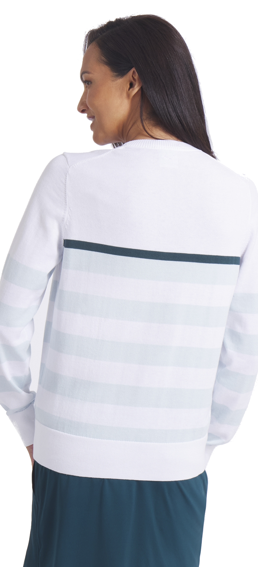 Suéter Puma Resort a rayas de vidrio marino/blanco brillante para mujer - Imagen 20 de 20