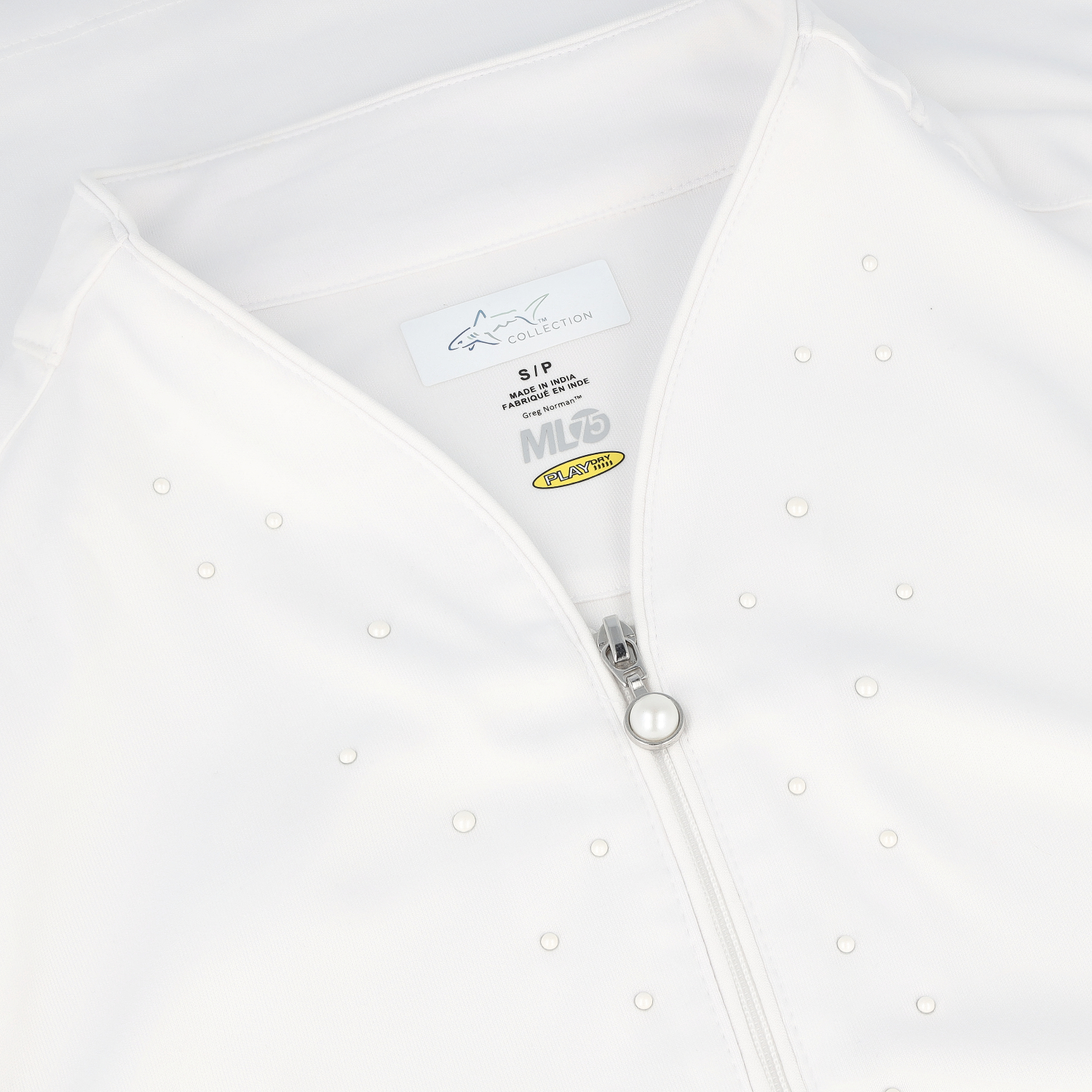Greg Norman ML75 Microlux Pearl Studded Sleeveless White Shirt Women - Picture 16 of 16