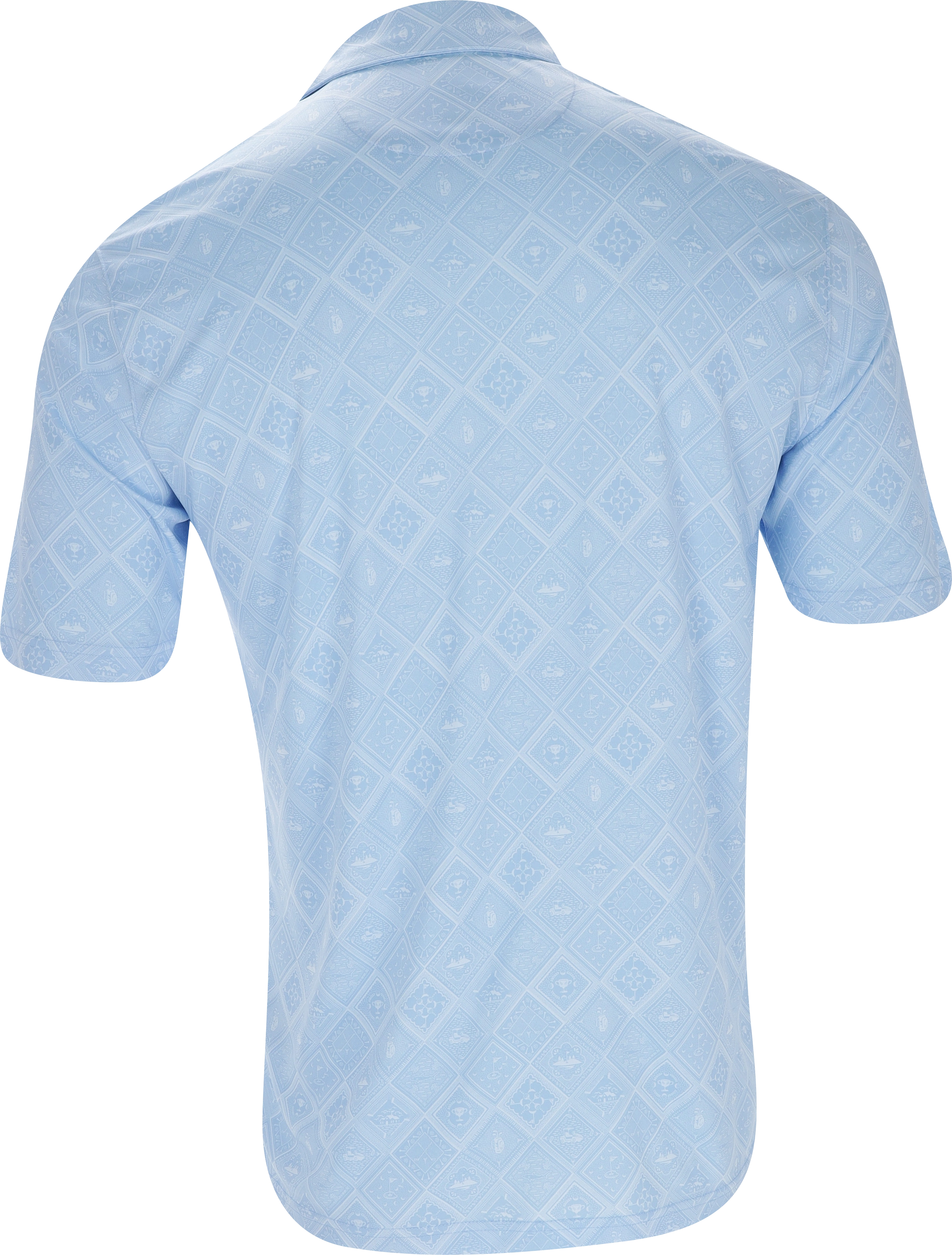Greg Norman ML75 Recycled Microlux Golf Tiles Print Blue Haze Shirt Men - Picture 12 of 25